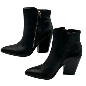 Naturalizer Rooney Womens 7M Booties Black Soft Leather Ankle Zipper Boots